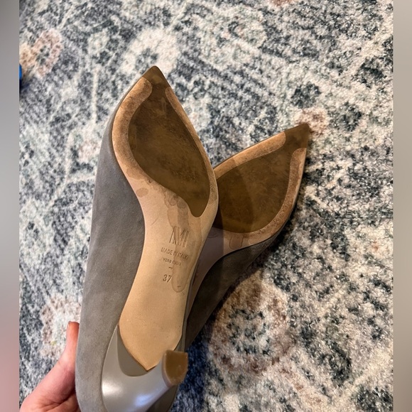 M.M. Lafleur Lillian Suede Heel 37 7 Gray Pump Point Toe Academia MM Lafler - Picture 5 of 7